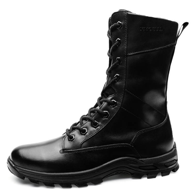 XIMO BULL XIMO BULL Microfiber Leather Crew Combat Boots 3cm Men's Black