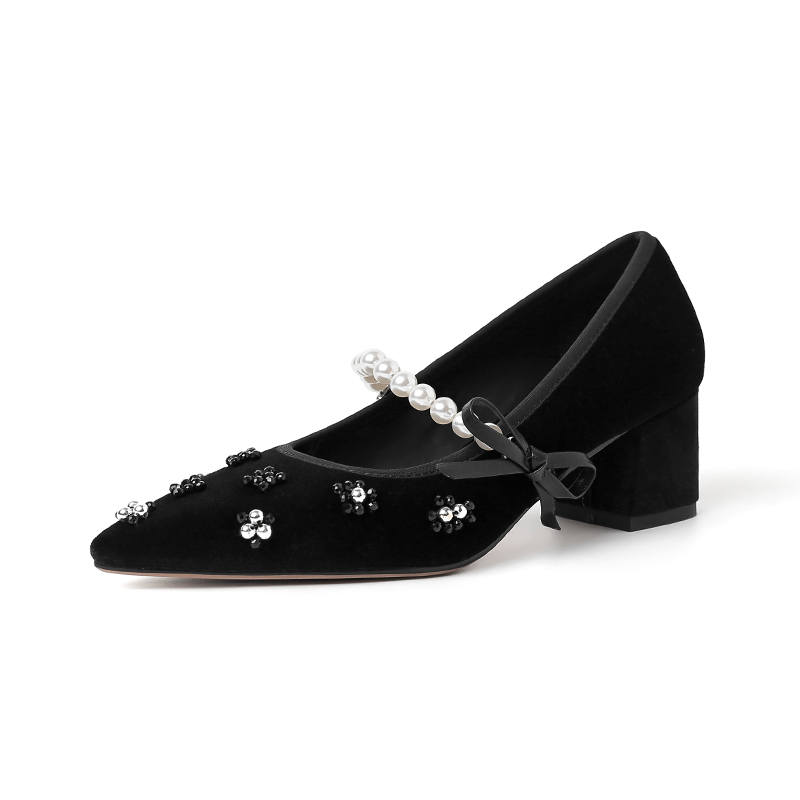 Echo&yolo Fabric Chunky Heel Mary Jane Shoes 5CM Women's