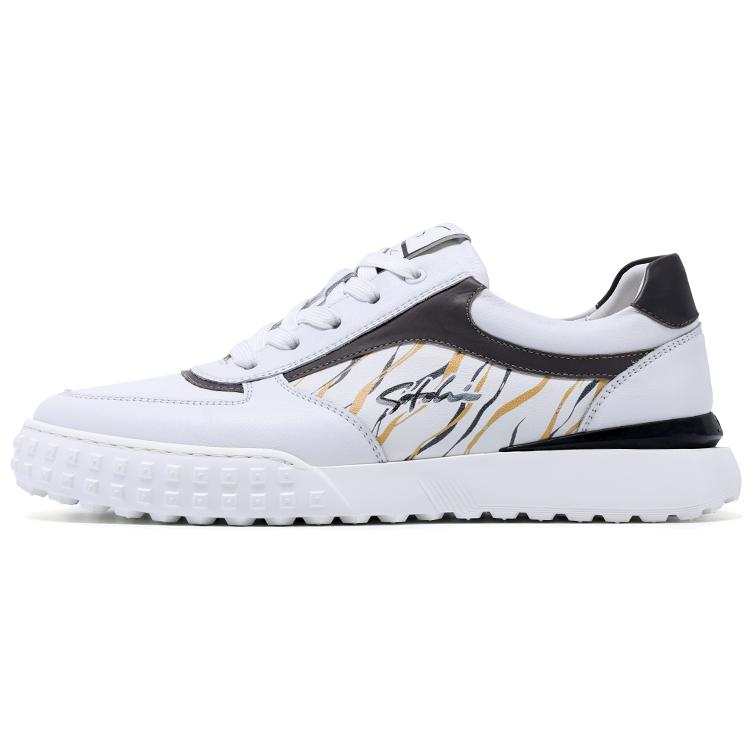 Satchi Top Grain Cow Leather Sports Casual Shoes Men's White