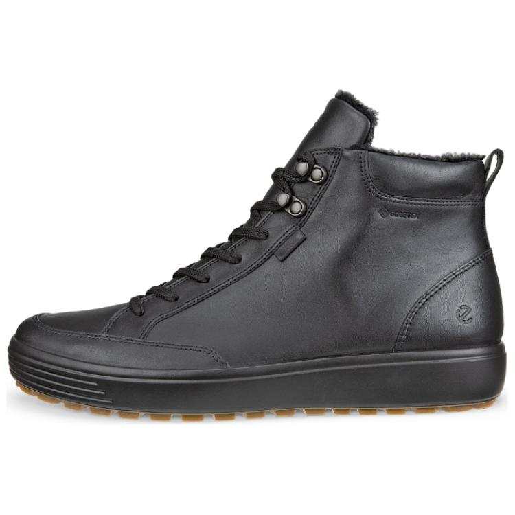 Ecco Soft 7 Fleece Lined Thermal Comfortable Versatile Casual Mid top Skateboard Shoes Men's Black