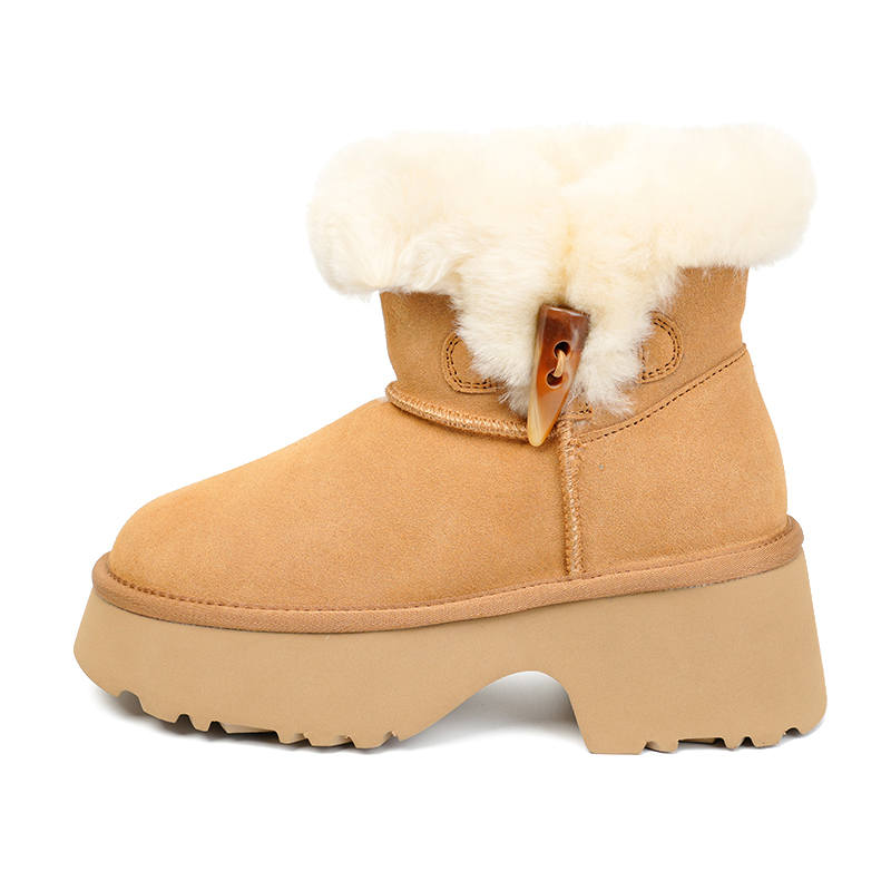 ABIDJAN Warm Winter Collection Cow Split Leather Height Increasing Height Increasing Crew Snow Boots Women's