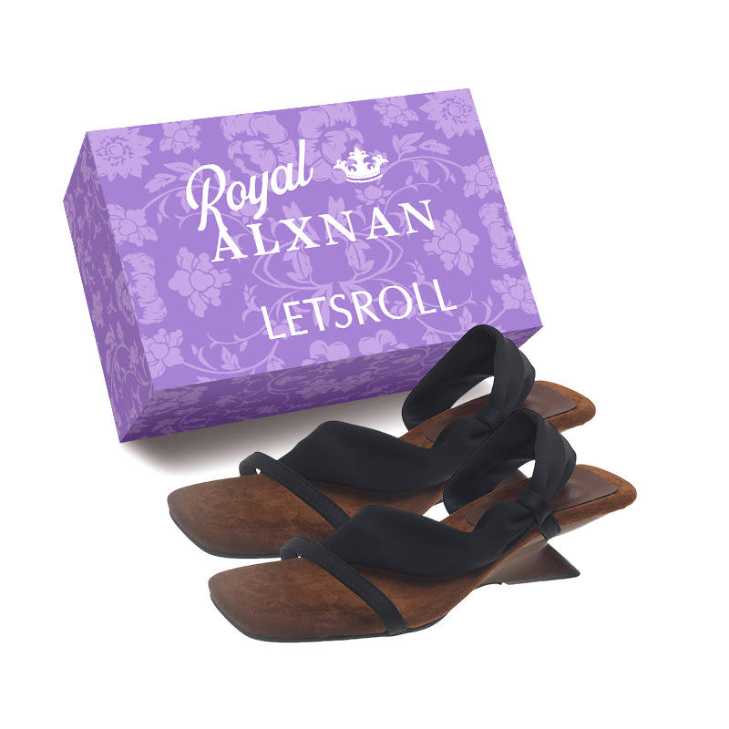 Alxnan Slide Slippers Women's Black/Burgundy/Apricot