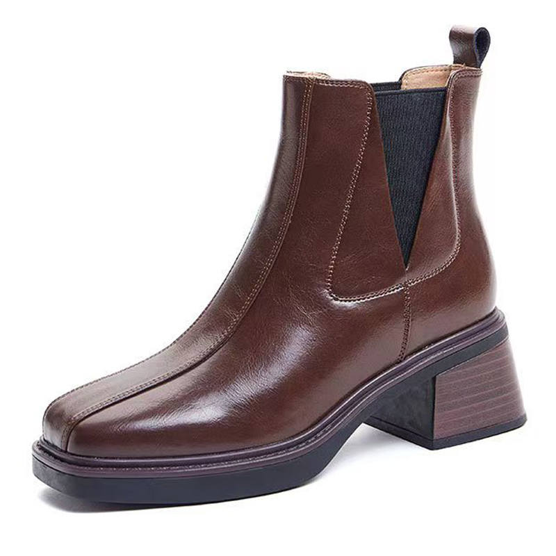Devanro Devanro Cow Leather Short Chelsea Boots 5CM Women's