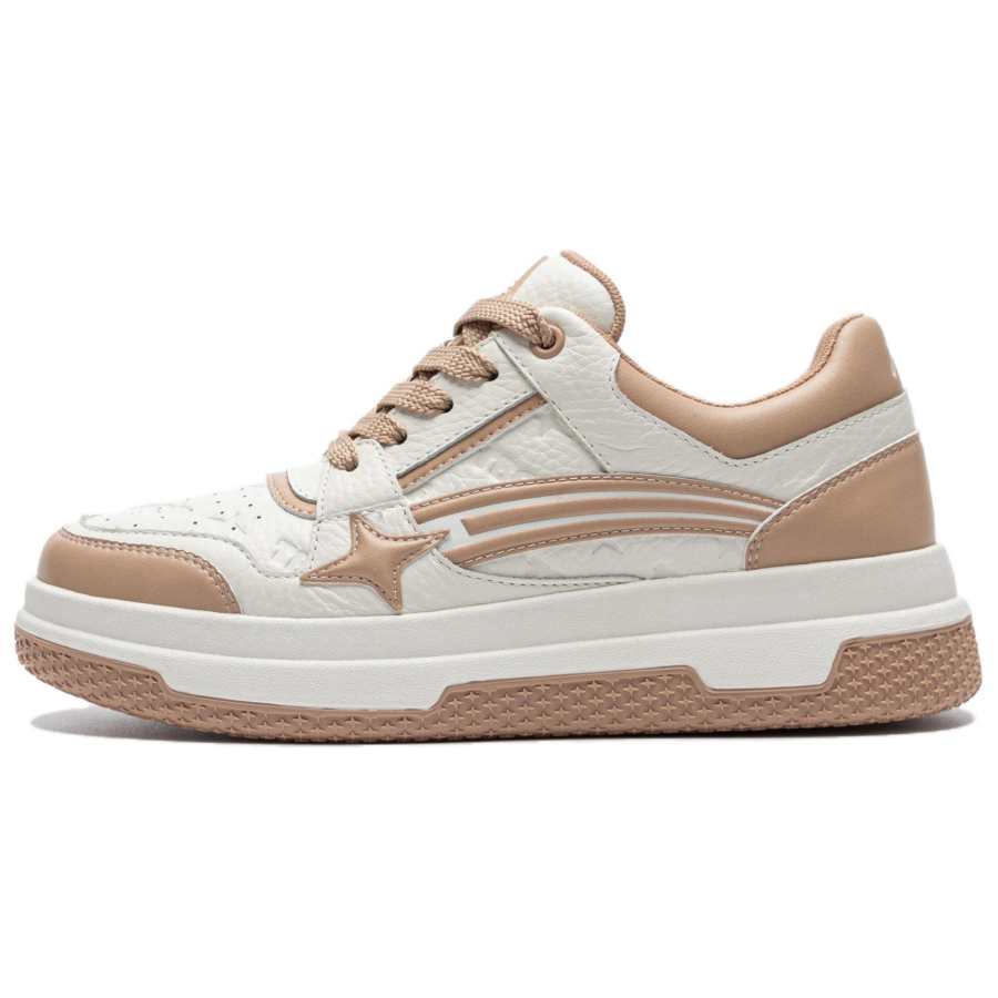 TBOF Cow Leather Platform Height Increasing Height Increasing Low top Skateboard Shoes Unisex Brown