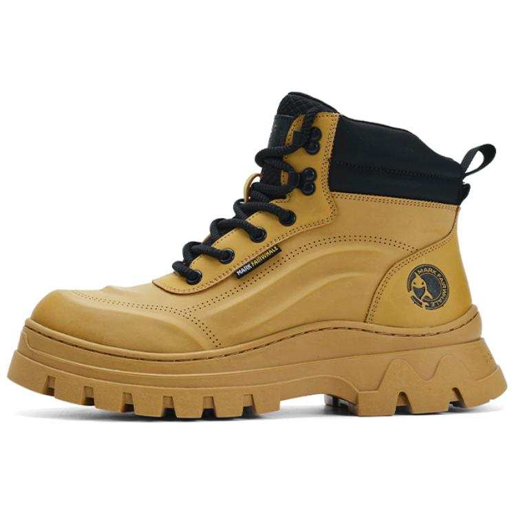 FAIRWHALE FAIRWHALE Yellow Boots Crew Combat Boots Platform Men's