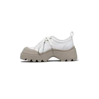 BELLALILY Top Grain Cow Leather Women's Casual Shoes 5.5cm Women's Ecru