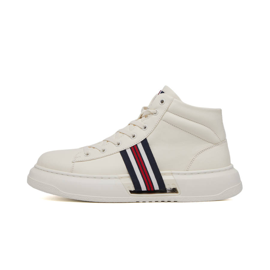 VICKI BROWN Cow Leather High top Skateboard Shoes Men's White