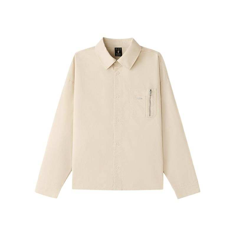 Skechers Shirts Unisex Ivory White 001J Lapel Moderate