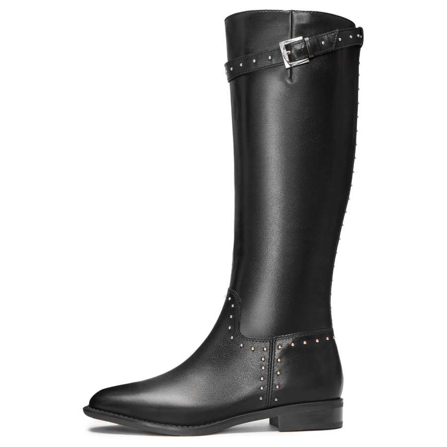 Staccato Planetary Boots Cow Leather Knee high Boots 2.5cm Women's Black