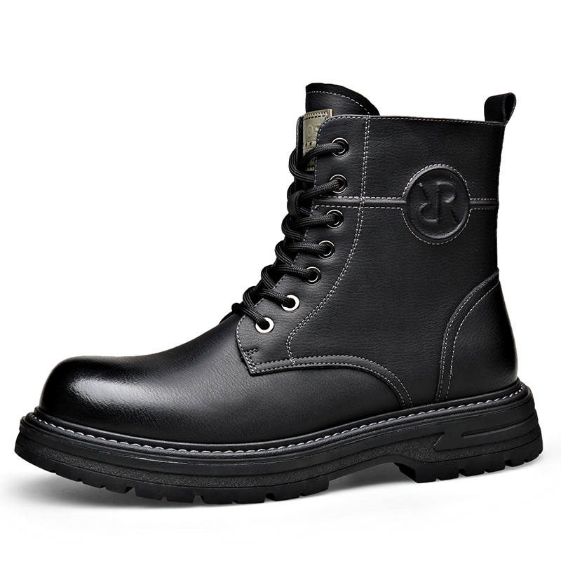 XIAOTOULANG Cow Split Leather Short Combat Boots Men's