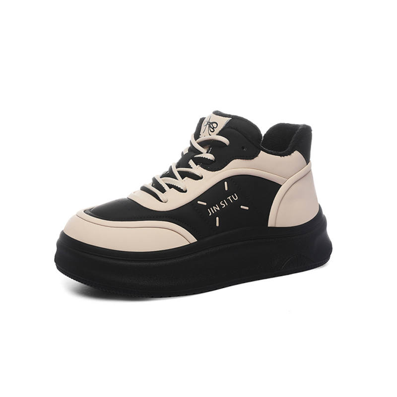 JINSITU Cow Split Leather Fleece Lined Thermal Platform Height Increasing, Trendy Fashion Comfortable Versatile Mid top