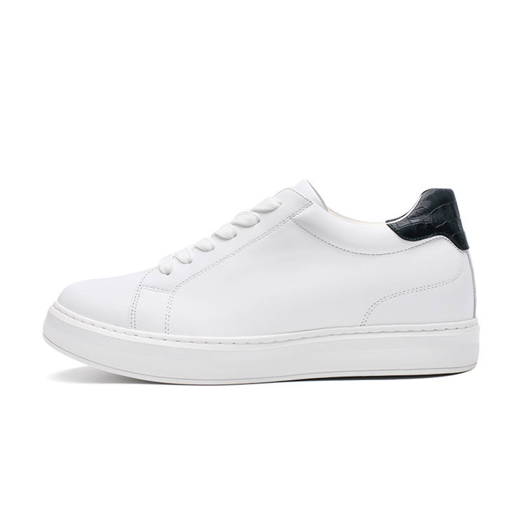 He Jinchang Cow Leather Low top Skateboard Shoes Men's White