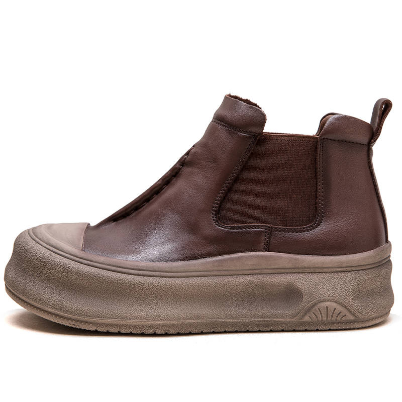 JIEZHOU Top Grain Cow Leather Short Chelsea Boots 4.5cm Women's