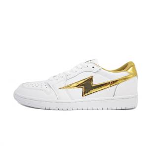 DIARYSAY Cow Leather Cushioning Abrasion Resistant Cushioning, Wear Resistant Low top Skateboard Shoes Unisex Gold