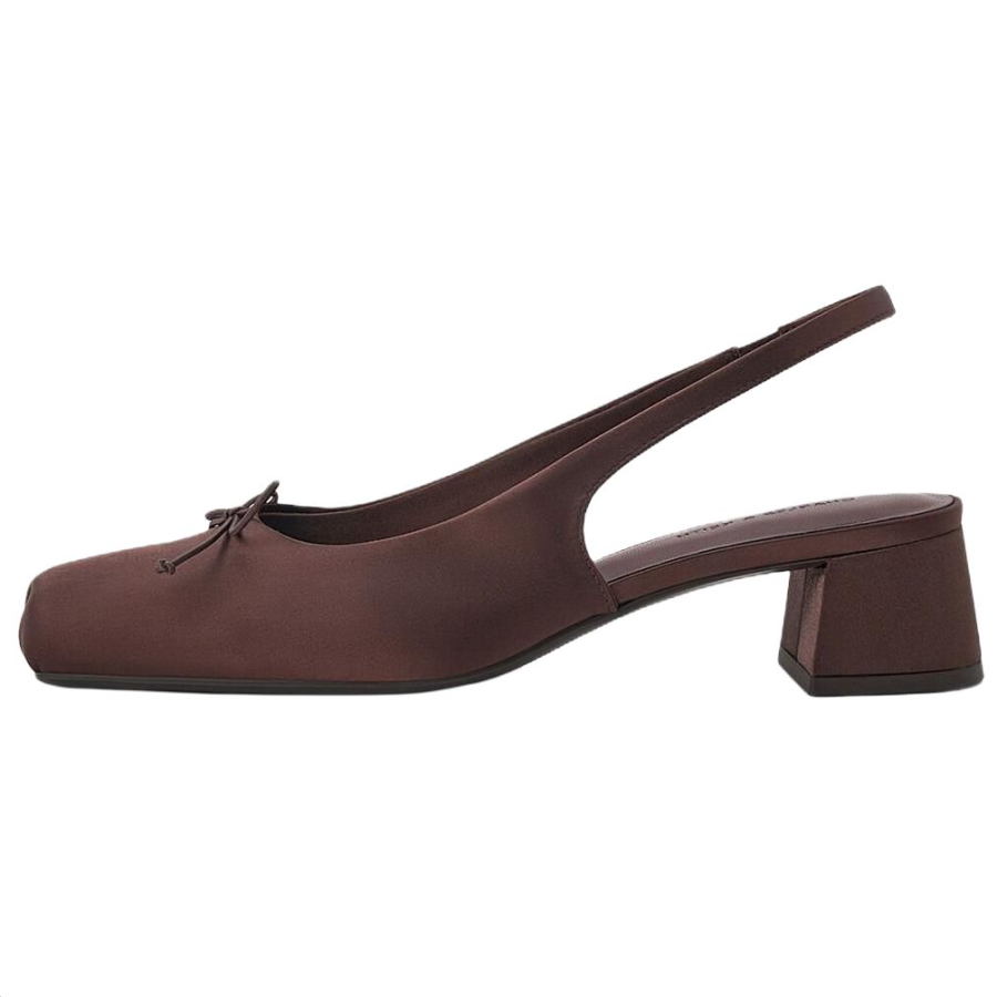 CHARLES&KEITH Block Heel High Heels 4.2cm Women's Dark Brown
