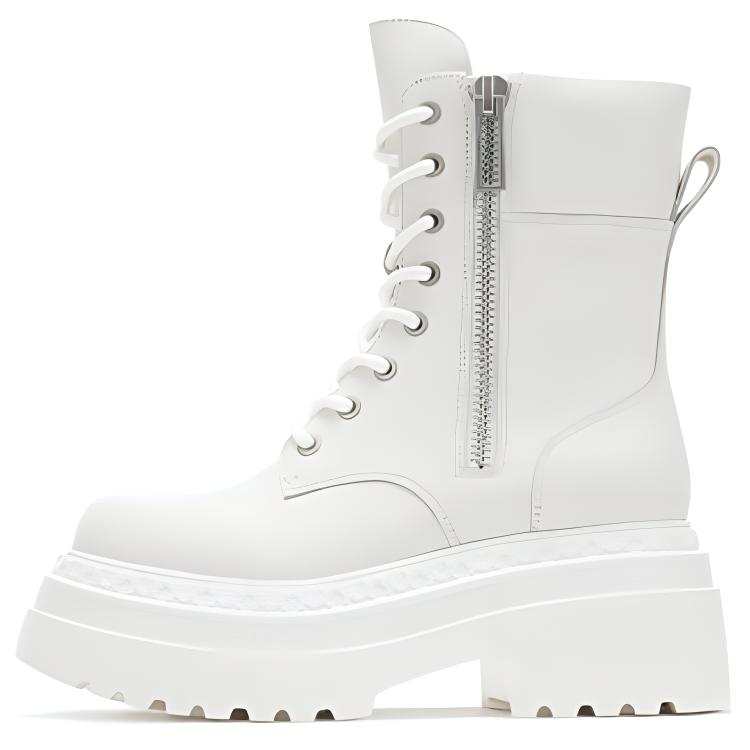VITTORIO VENTURA Cow Leather 17cm Combat Boots 7.5cm Women's