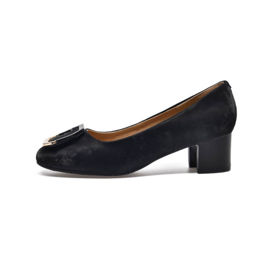 Devanro Devanro Sheepskin Chunky Heel High Heels 5CM Women's
