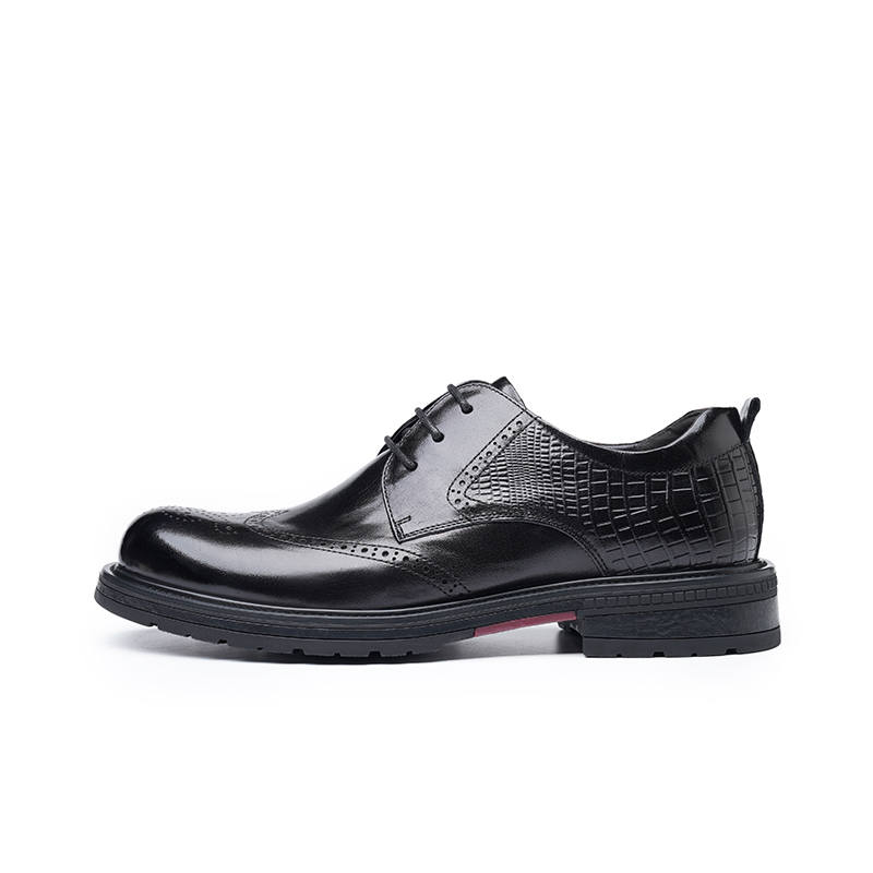 LAORENTOU Casual Leather Shoes Men's Low Top Black/Brown