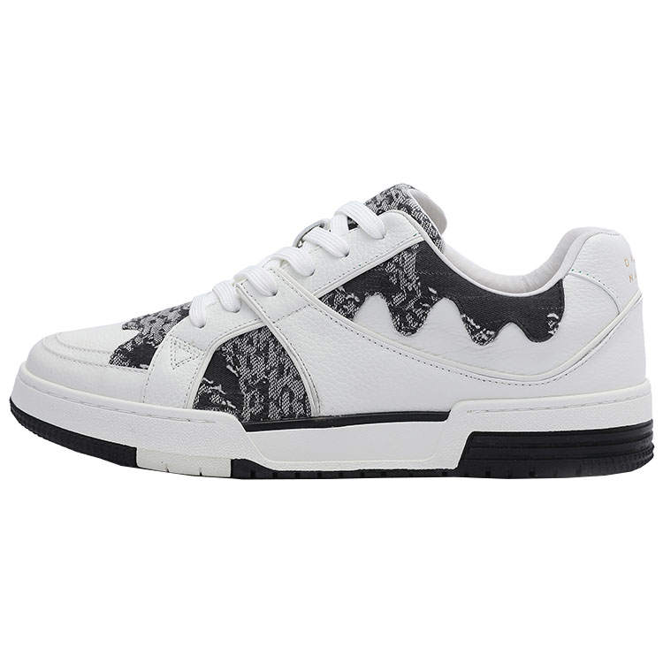 DAVID NAMAN Cow Leather Low top Skateboard Shoes Men's White