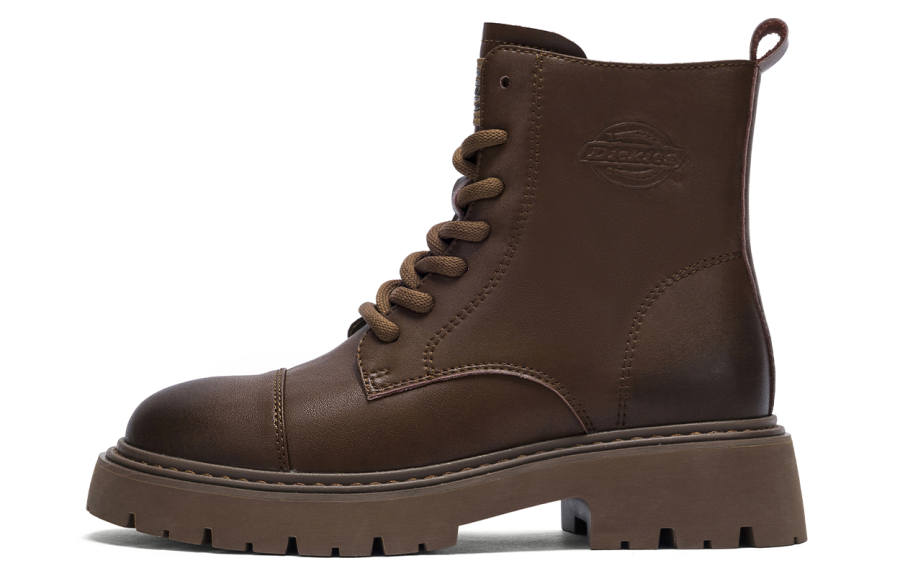 Dickies Fashion Vintage Versatile Combat Boots Women's Maillard Style Brown