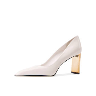 Shesrim Cow Leather Chunky Heel High Heels Women's
