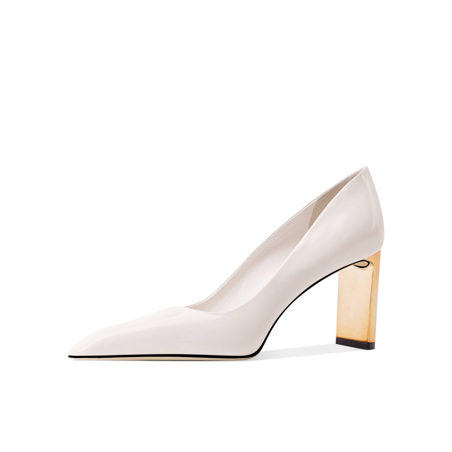 Shesrim Cow Leather Chunky Heel High Heels Women's