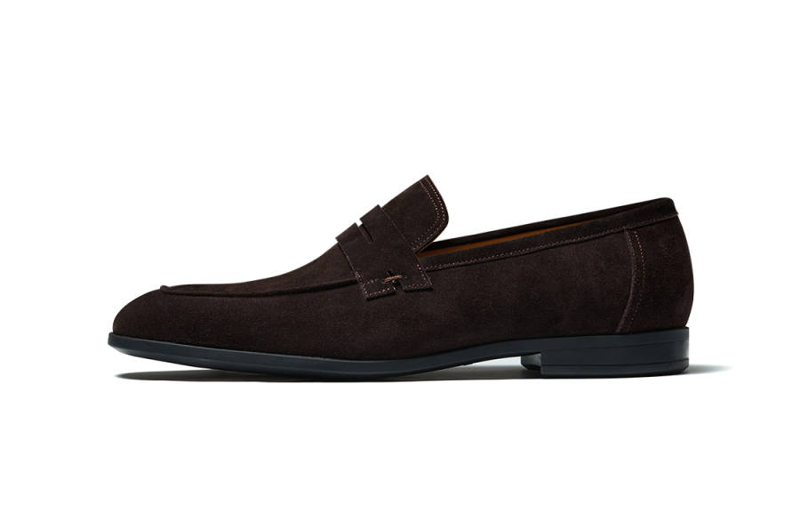 TRUFFAUT Genuine Leather Penny Slip on Shoes Cow Suede Loafers 2.2cm Men's