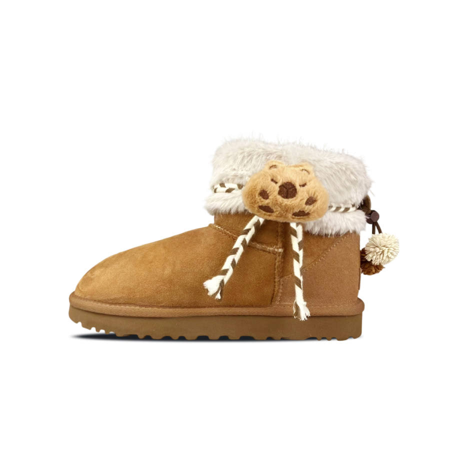 UGG CLASSIC CLEAR MINI BNK Air Hose Reels Bar Sheepskin Thermal Abrasion Resistant Short Snow Boots Women's
