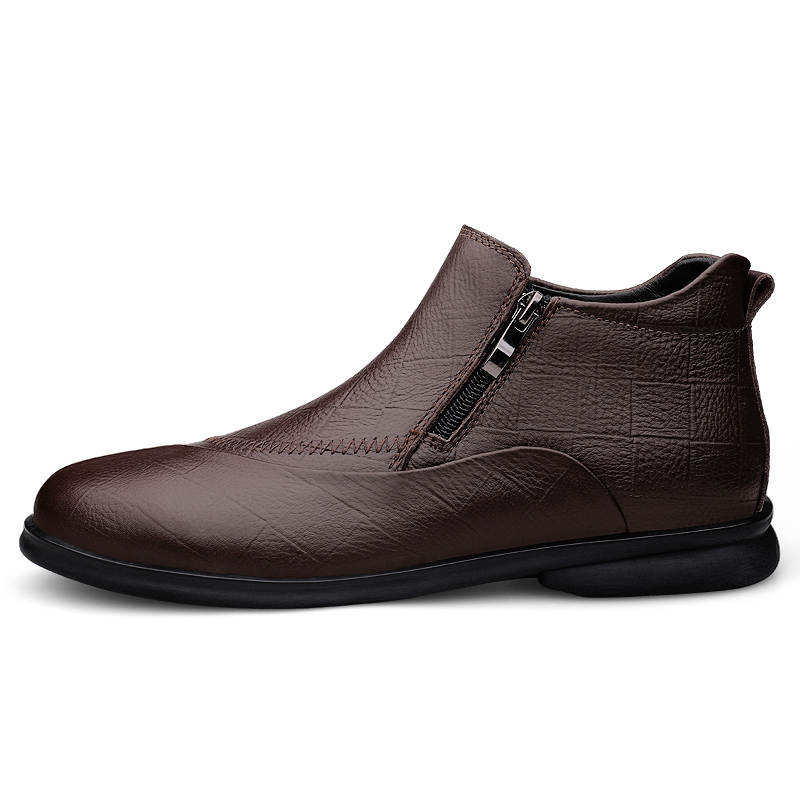 YINGLUNQISHI Top Grain Cow Leather Casual Shoes Men's Brown