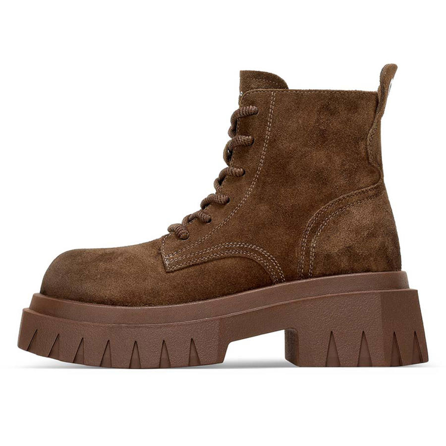 C°BANNER C°BANNER Cow Split Leather Short Combat Boots Women's Coffee