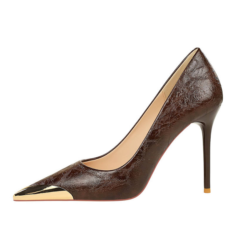 DUNNU Leather Slim Heel High Heels 9.5.CM Women's
