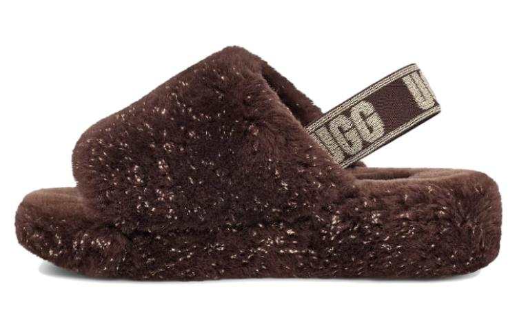 UGG UGG FLUFF YEAH One Strap Sandals Women's Brown