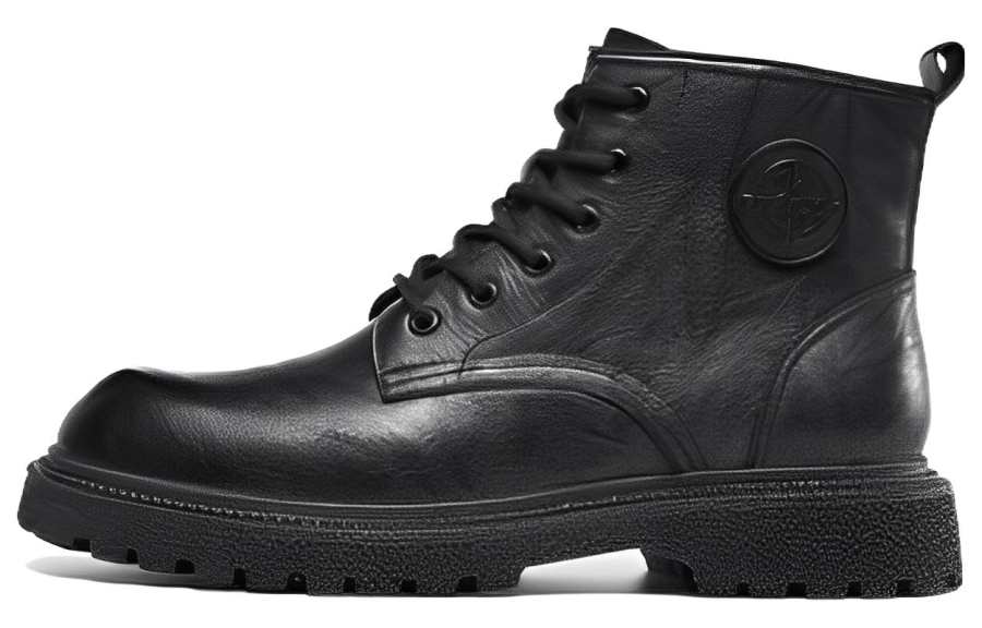HARSON HARSON Cow Leather Ankle Length Combat Boots Men's