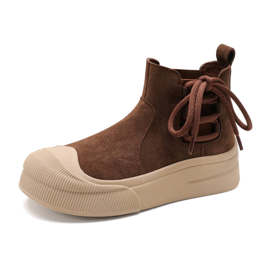 SAFIYA Safiya Cow Split Leather Platform Trendy, Fleece Lined Thermal, Elegance Versatile, Height Increasing Slimming