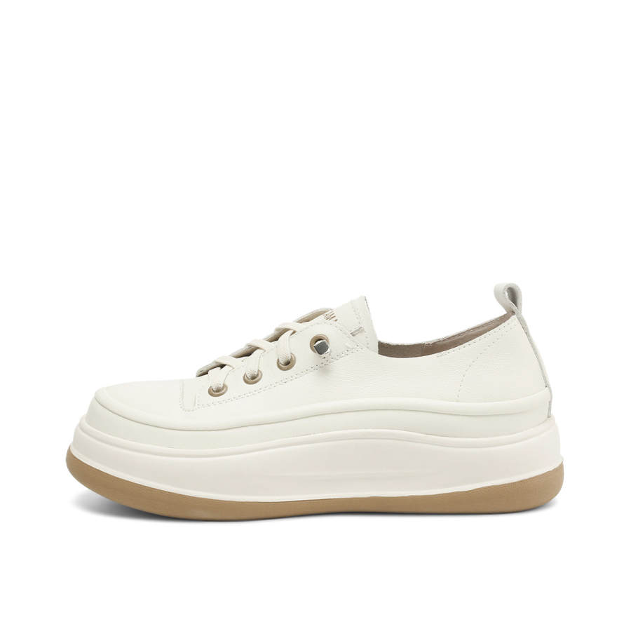 OCCAMAN Top Grain Cow Leather Casual Shoes Women's Ecru
