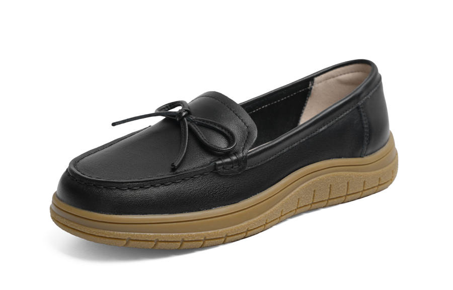 RED DRAGONFLY Gommino Loafers, Small Leather Shoes, Slip on Cow Leather Unlined Shoes Women's Black/Beige/Apricot