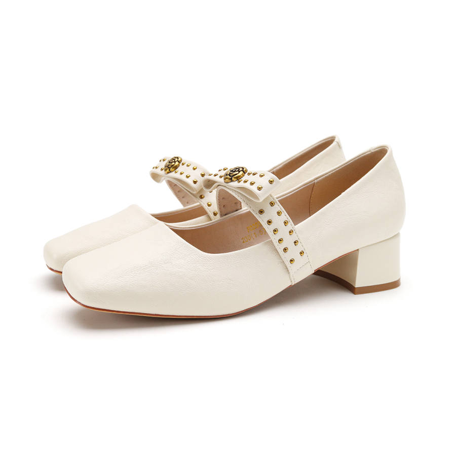 FOXER Chunky Heel Mary Jane Shoes Women's Black