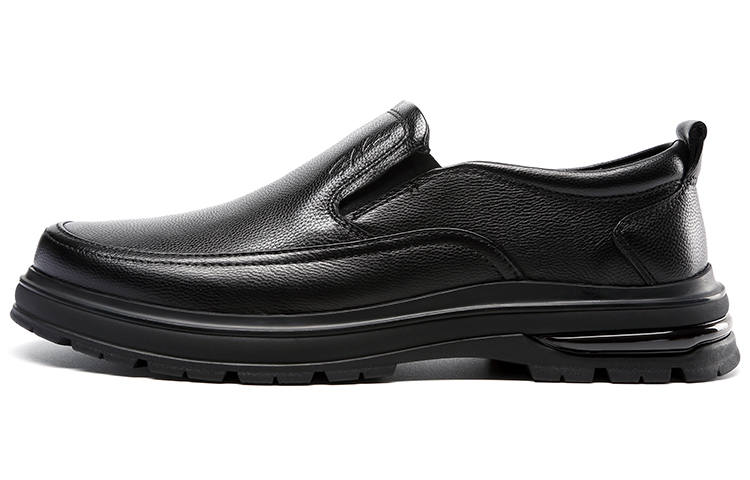 Satchi Top Grain Cow Leather Casual Shoes Men's Black 3CM