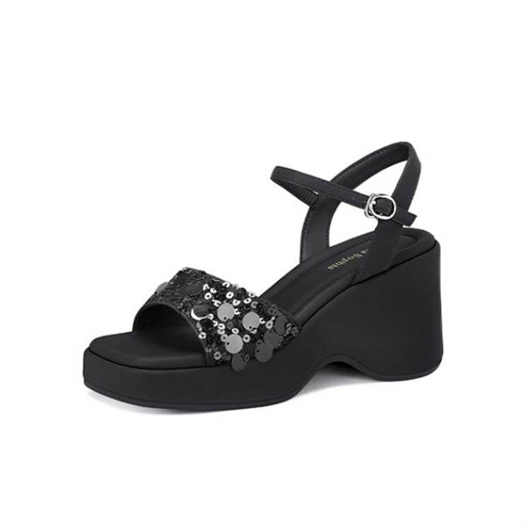 JESSICA SOPHIA Pu One Strap Sandals 8cm Women's Black