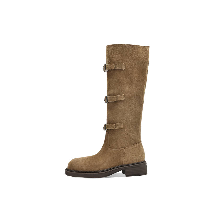 BOERDIQI Knight Boots Cow Suede Knee high Boots 4.1cm Women's