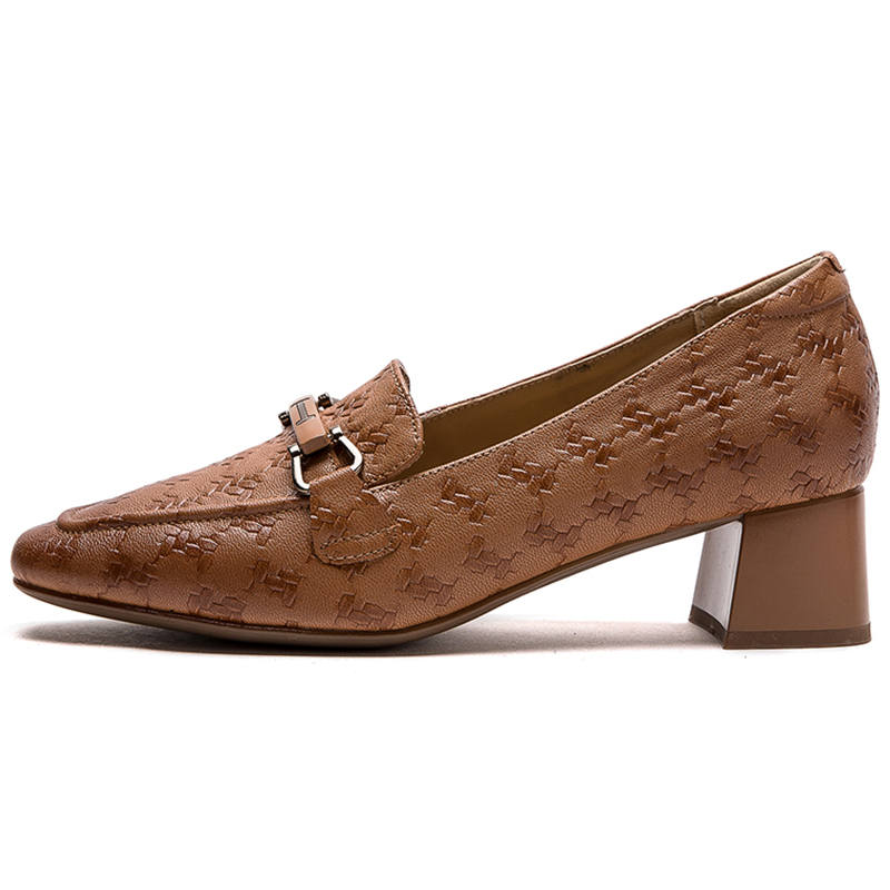 JIEZHOU Sheepskin Chunky Heel High Heels 4.5cm Women's