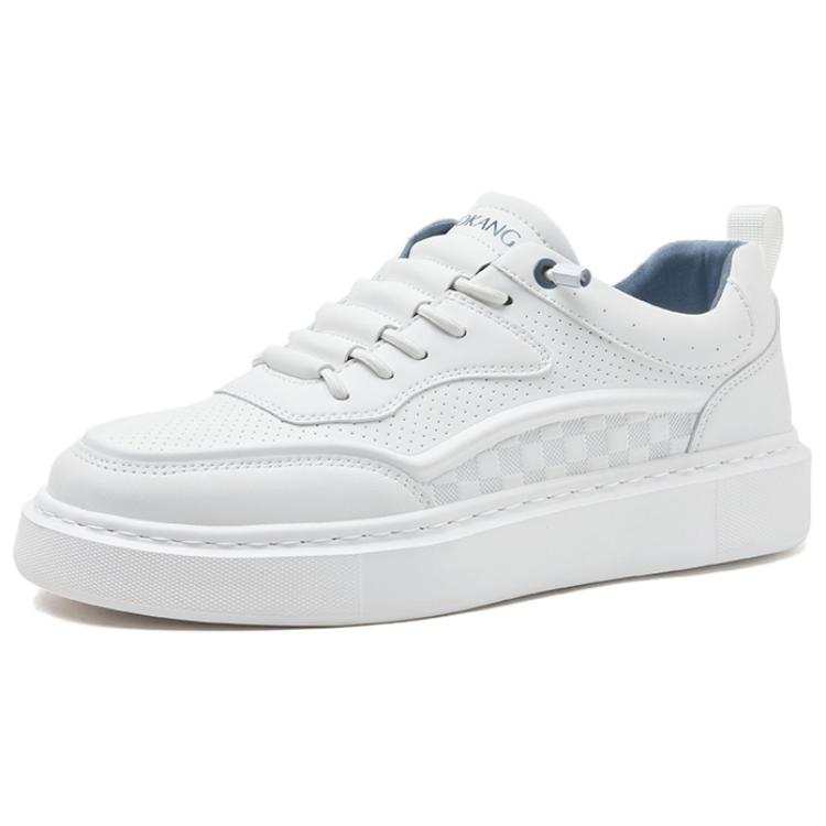AOKANG Trendy Collection Synthetic Leather Slip Resistant Low top Skateboard Shoes Men's White Blue