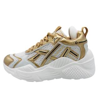 QIANJIN Slip Resistant And Breathable Low top Chunky Sneakers Women's Gold