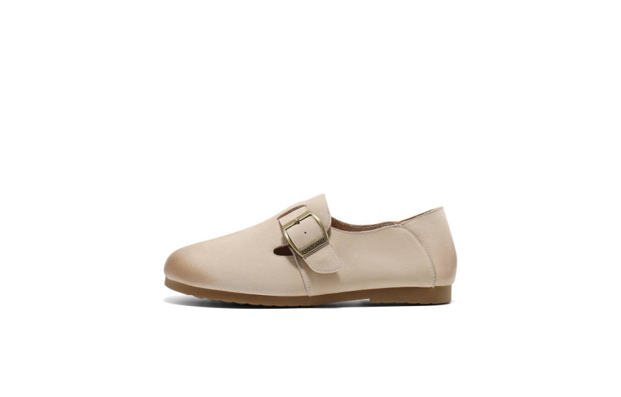 BELLE Cow Leather Casual Shoes Women's Khaki, Beige