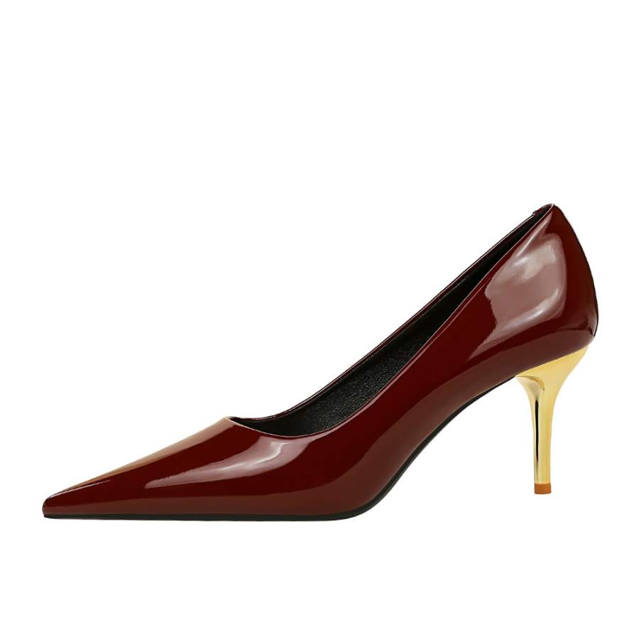 QITUMAUL Patent Leather Slim Heel High Heels Women's