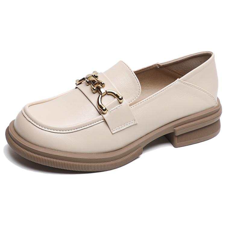 WEISHIBANGWEI Microfiber Leather Loafers 5CM Women's Apricot