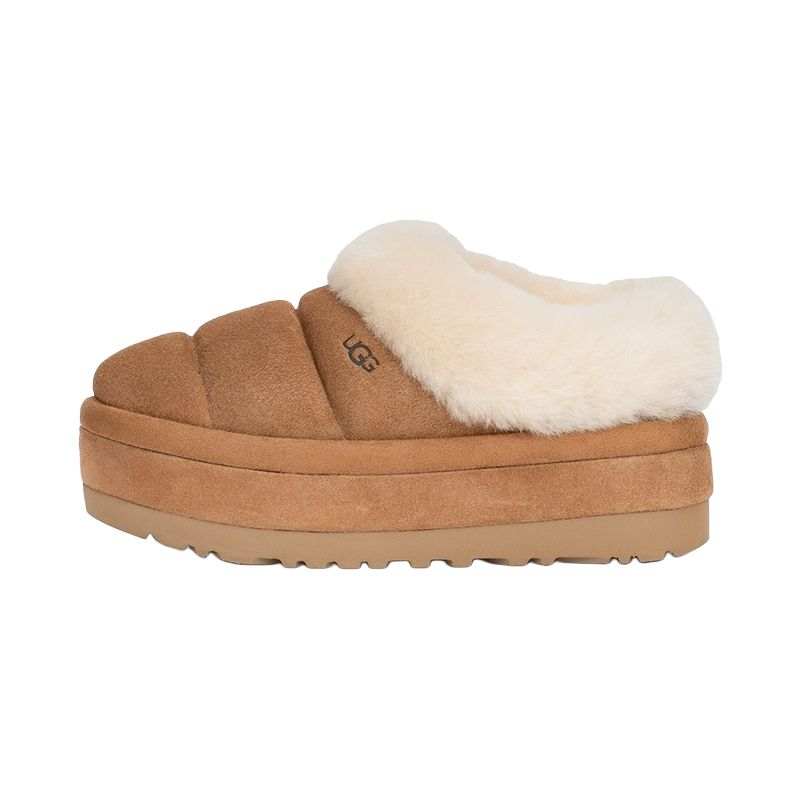 UGG Tazzlita Sheepskin Thermal Abrasion Resistant Fleece Lined, Fashion Versatile Short Snow Boots Women's Chestnut