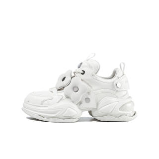 OOPPSS C Cow Leather Low top Chunky Sneakers 6cm Women's White