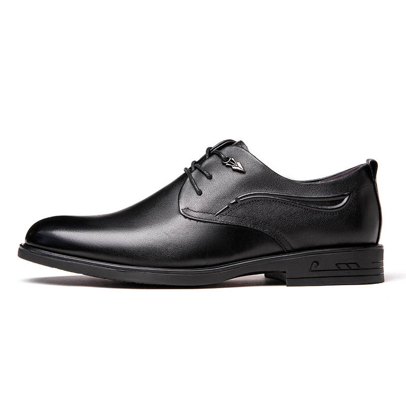 PINYI Top Grain Cow Leather Casual Shoes Men's Black