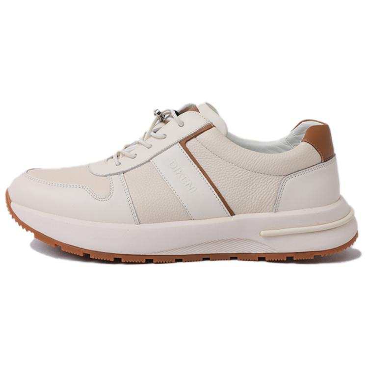 DIKENI Cow Leather Low top Casual Shoes Men's Beige